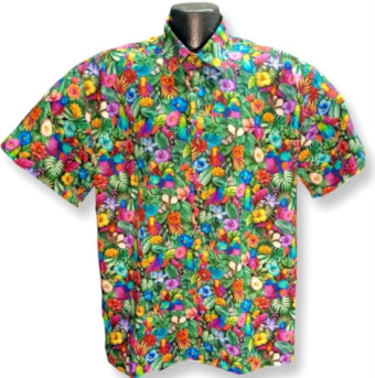 Tropical Parrots Hawaiian Shirt- Made in USA
